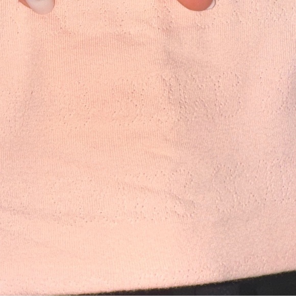 SKIMS logo pointelle bralette square neck adjustable peach knit quartz - Picture 6 of 6